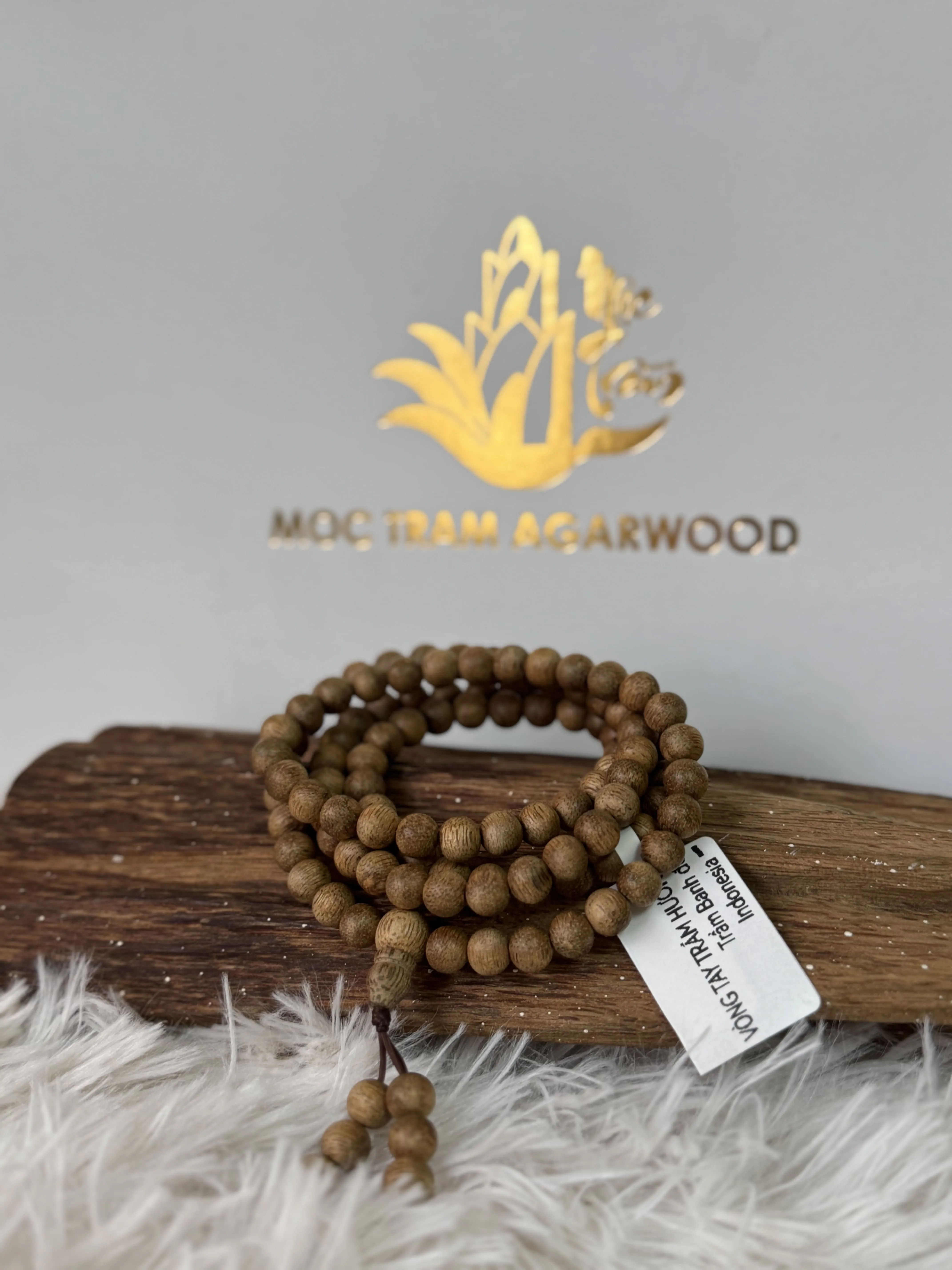 108 Beads Agarwood Bracelet – Natural Indonesian Red “Banh” Agarwood Mala (6mm Oud Bracelet)
